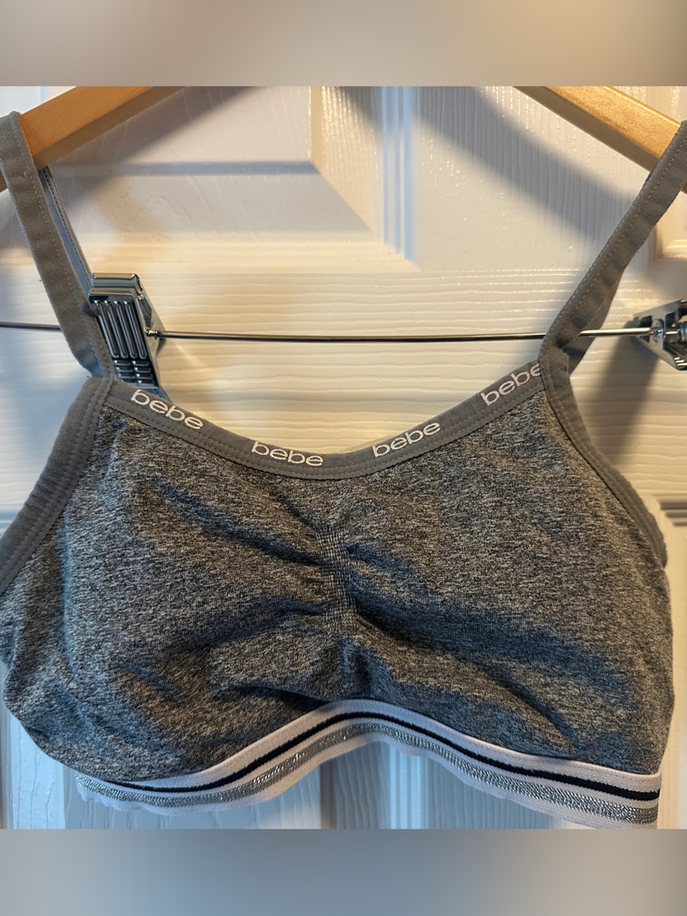 bebe Charcoal Gray Logo Elastic Bralette